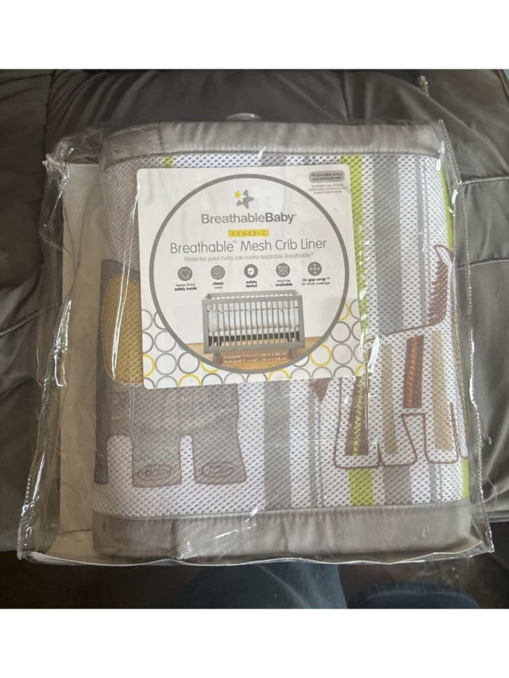 New IN Package Breathable Baby Mesh Crib Liner in Safari